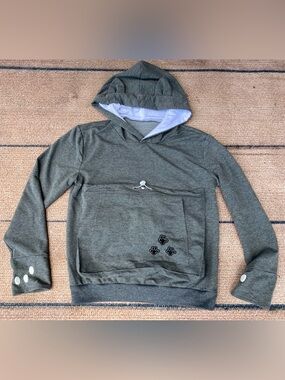 Kitty Cat Hoodie with cat pouch, hoodie ears, thumb holes gray small